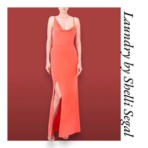 New Laundry by Shelli Segal Coral Asymmetric Cowl Neck Dress 12/L